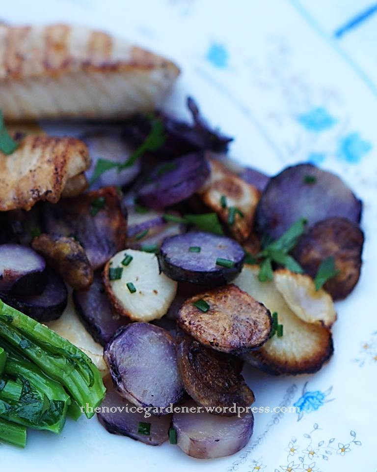 Roasted Purple Potatoes
 Taters ‘n’ Turnips