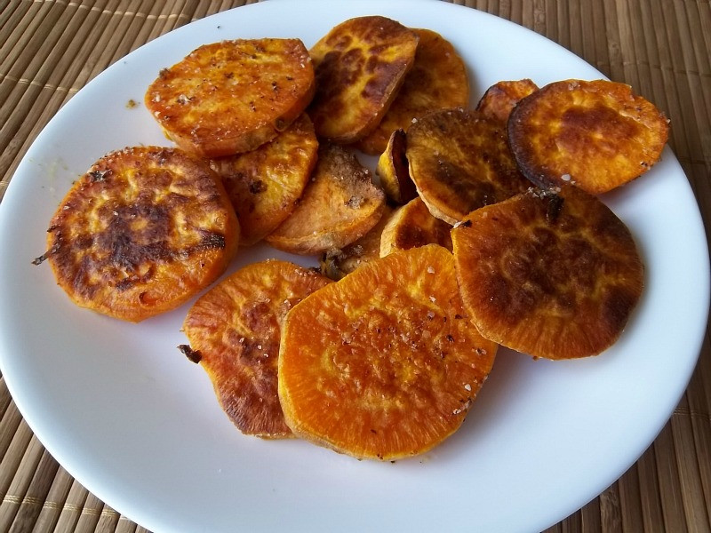 Roasted Sweet Potato Slices
 Frugal Antics of a Harried Homemaker Roasted Sweet Potato