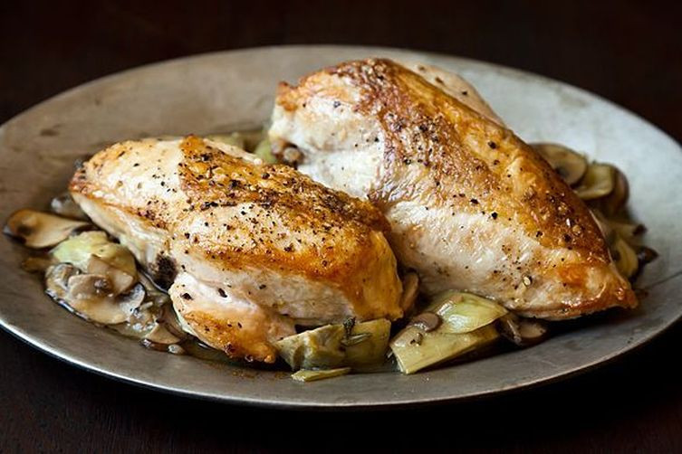 Roasting Chicken Breasts
 Roast Chicken Breasts with Mushrooms and Artichoke Hearts