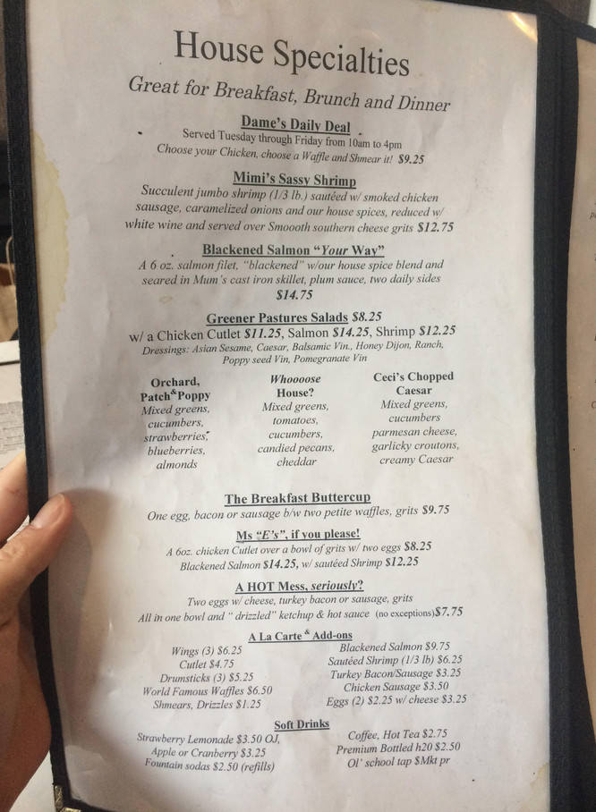 Roscoe'S Chicken And Waffles Menu
 Dame s Chicken and Waffles Durham NC Reviews Wojdylo