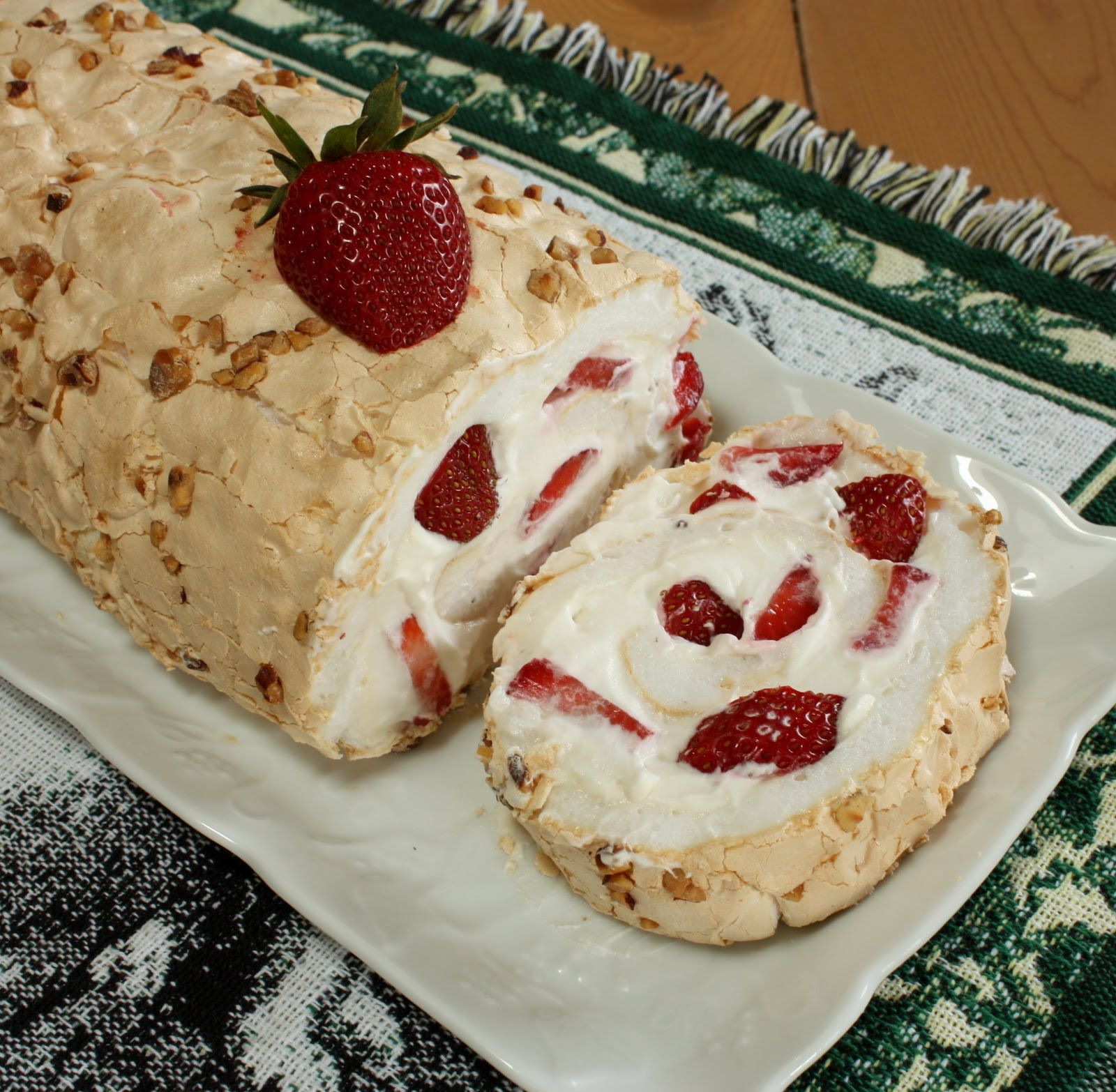 Russian Dessert Recipies
 Strawberry Hazelnut Pavlova Roll