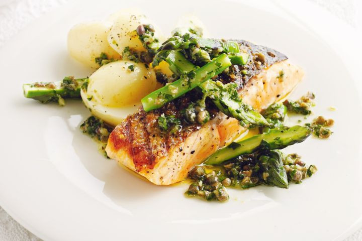 Salmon And Asparagus Recipe
 Chargrilled salmon with asparagus in lime vinaigrette