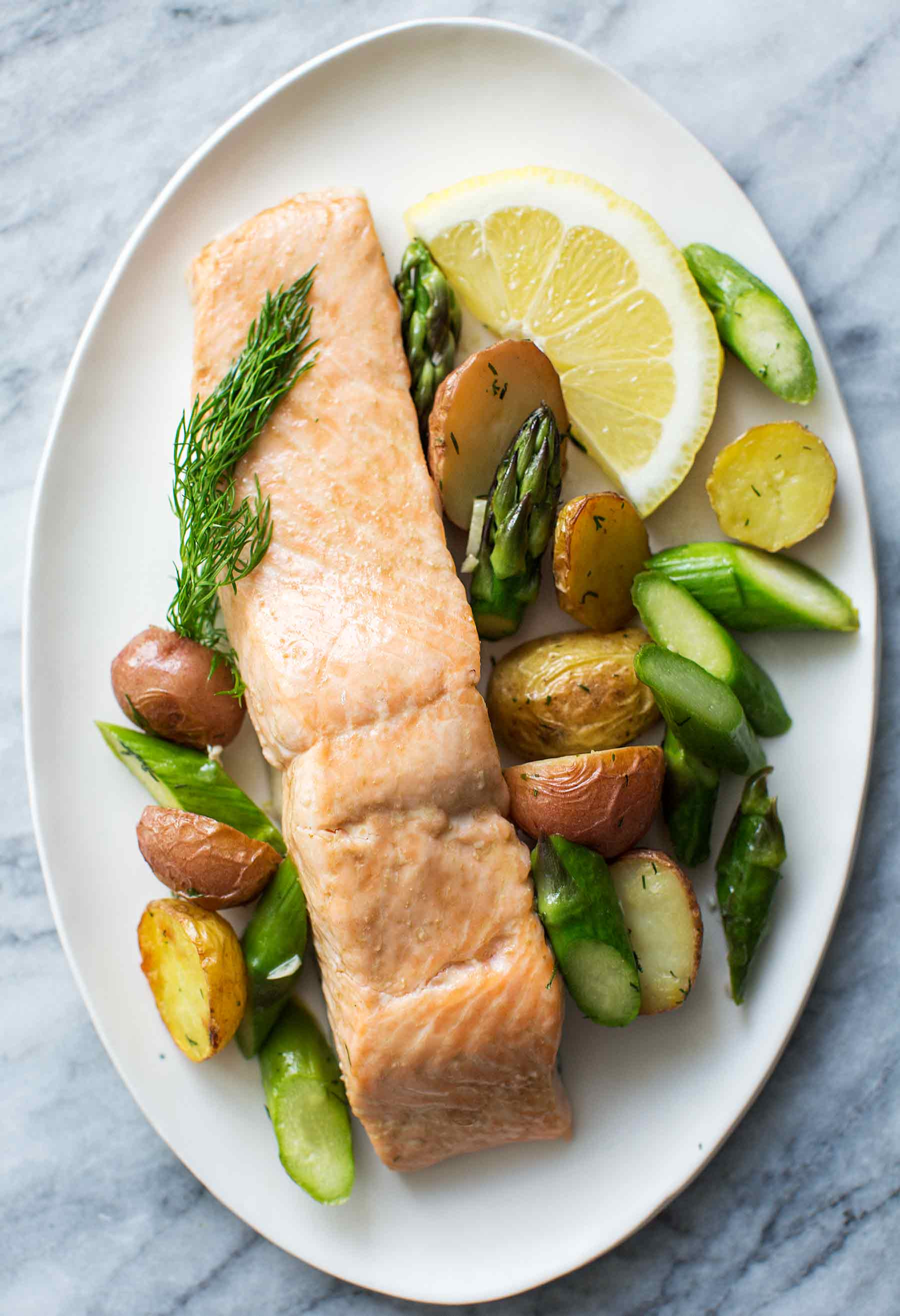 Salmon And Asparagus Recipe
 Oven Roasted Salmon Asparagus and New Potatoes Recipe