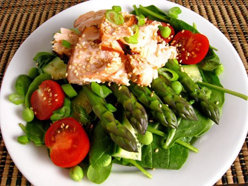 Salmon And Asparagus Recipe
 Teriyaki Salmon and Asparagus Spinach Salad Recipe on