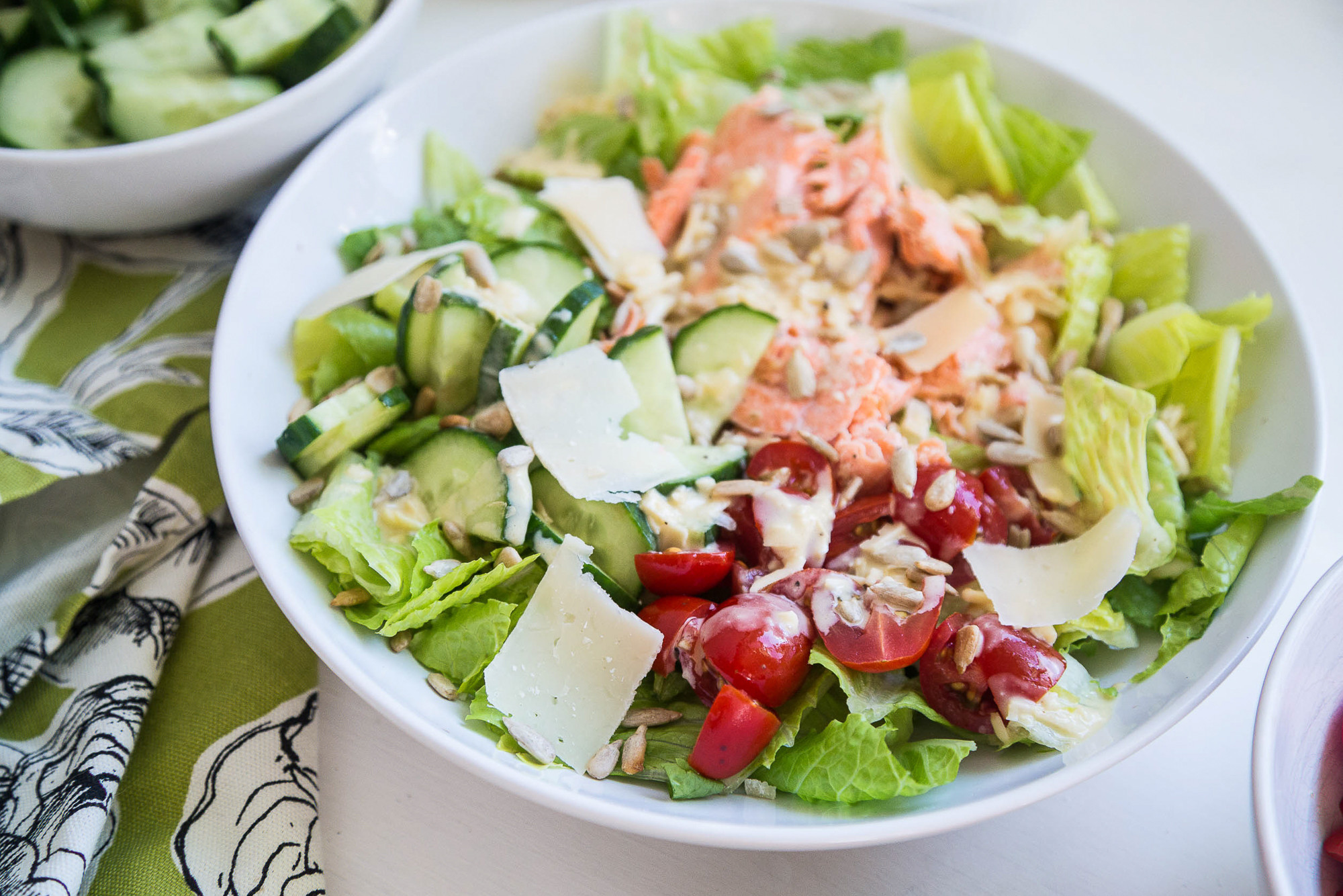 Salmon Caesar Salad
 Grilled Salmon Caesar Salad