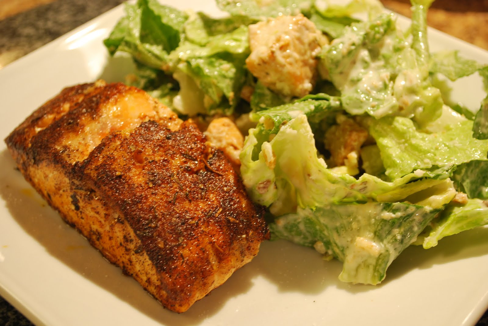 Salmon Caesar Salad
 Cajun Salmon Caesar Salad