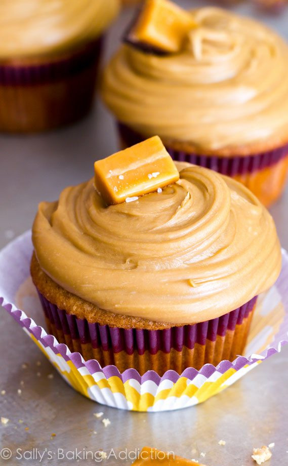 Salted Caramel Cupcakes
 Salted Triple Caramel Cupcakes Sallys Baking Addiction