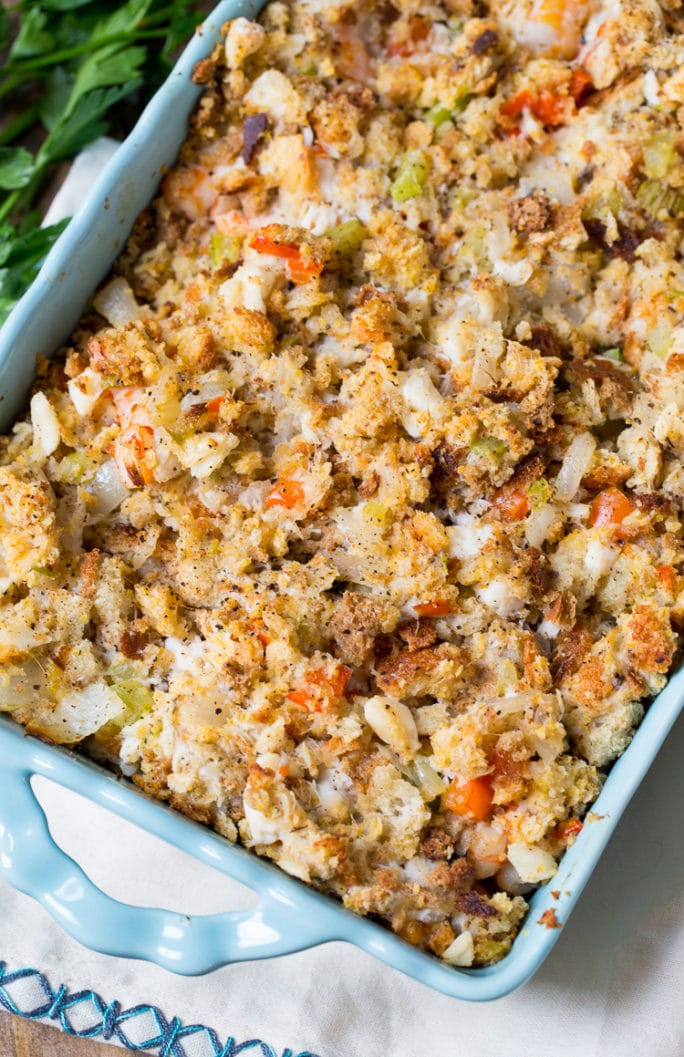 Seafood Cornbread Dressing
 Savannah Seafood Stuffing Spicy Southern Kitchen