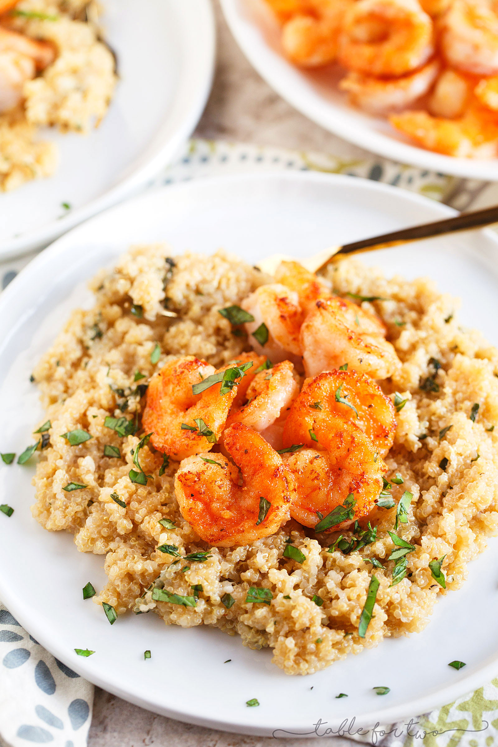 Shrimp And Quinoa
 Garlic Butter Shrimp and Quinoa Table for Two