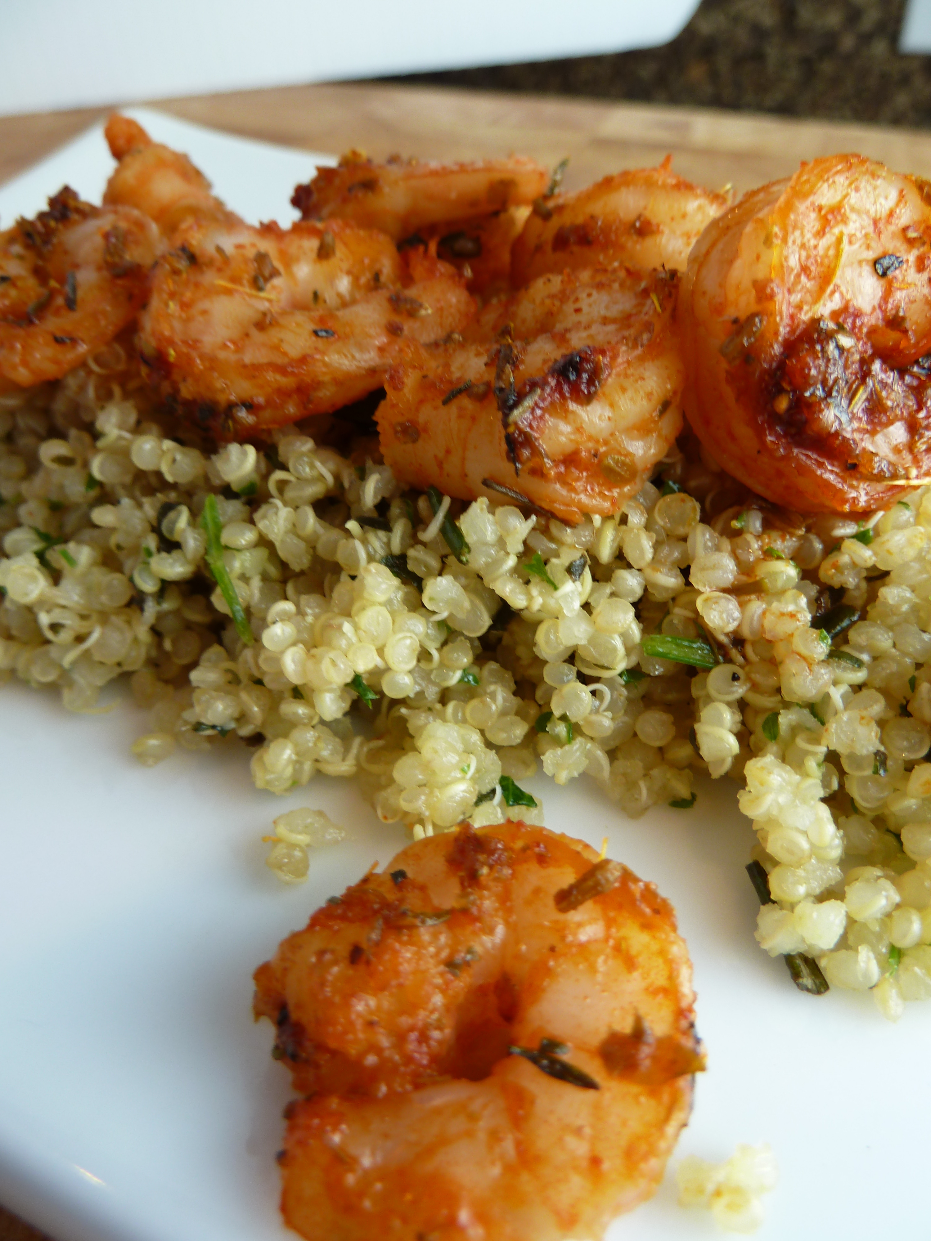 Shrimp And Quinoa
 Quinoa with Spice Roasted Shrimp and Pistou