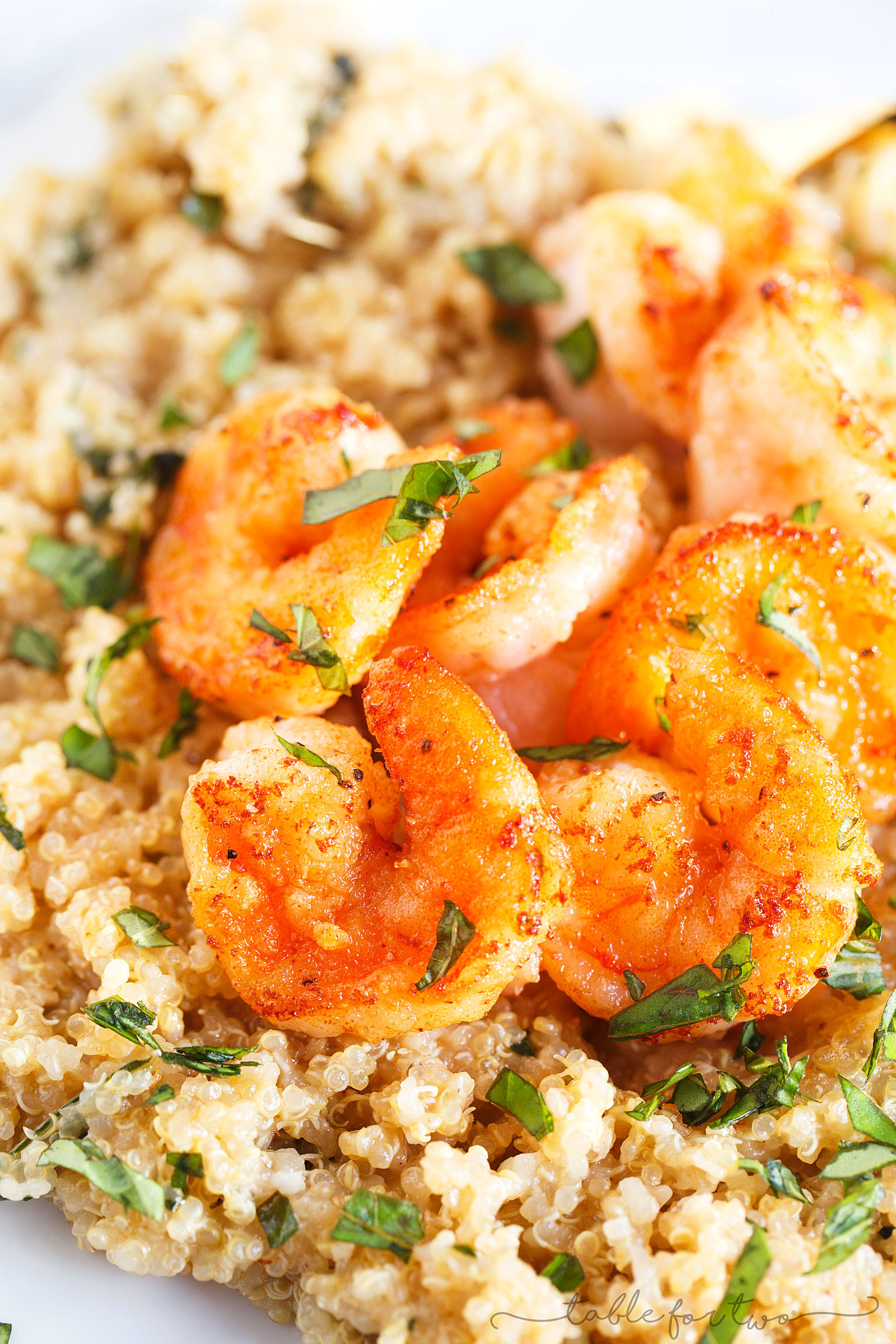 Shrimp And Quinoa
 Garlic Butter Shrimp and Quinoa Table for Two by Julie