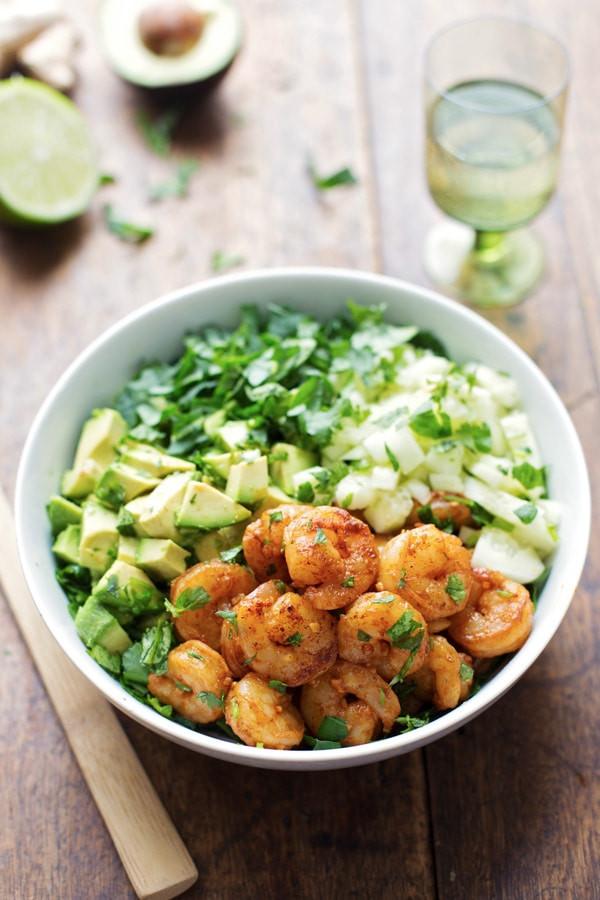 Shrimp Avocado Salad
 Shrimp and Avocado Salad with Miso Dressing Recipe Pinch