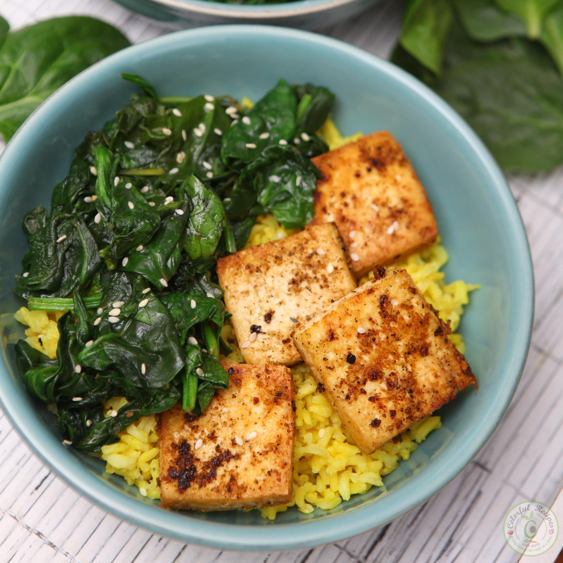 Simple Tofu Recipes
 Simple Spinach Tofu With Turmeric Rice Colorful Recipes