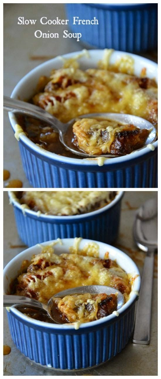 Slow Cooker Onion Soup
 Slow Cooker Lighter French ion Soup from Mountain Mama
