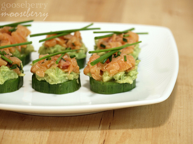 Smoked Salmon Appetizer With Cucumber
 gooseberry mooseberry Smoked Salmon Tartare and Cucumber