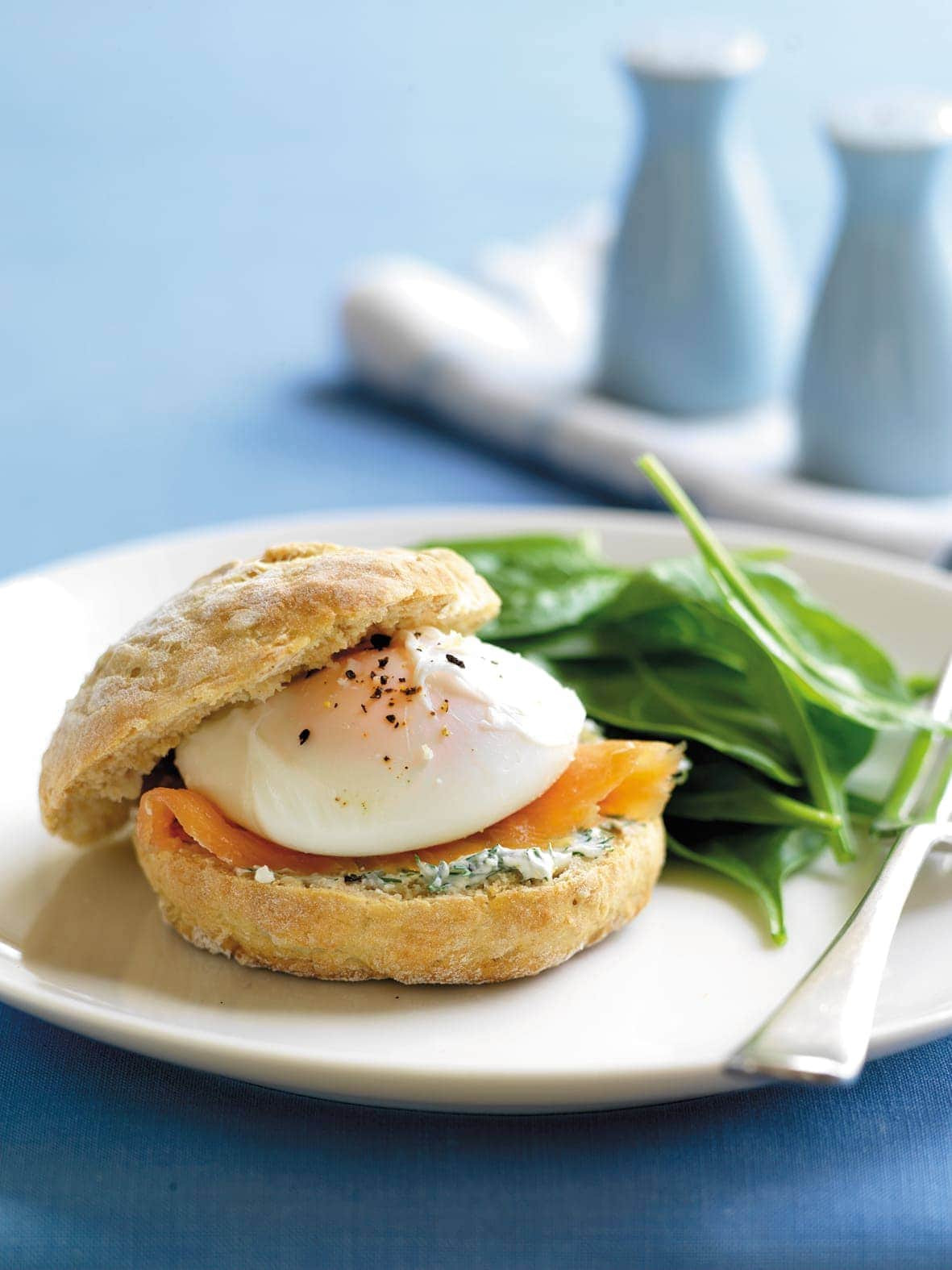 Smoked Salmon Breakfast
 Oatcakes with smoked salmon and poached egg