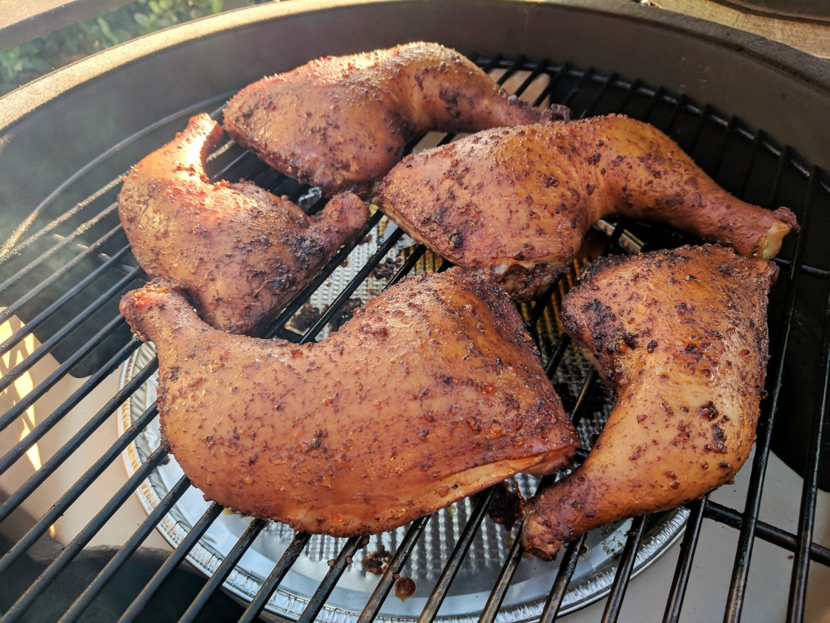 Smoking Chicken Legs
 Big Green Egg Smoked Chicken Legs with Potato Salad and