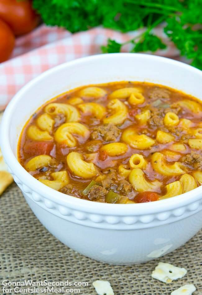 Soup With Ground Beef
 Beef and Tomato Macaroni Soup CentsLess Meals