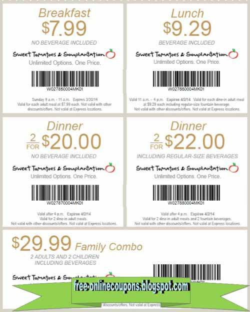 Souplantation Dinner Price
 Sweet tomatoes coupons june 2018 printable