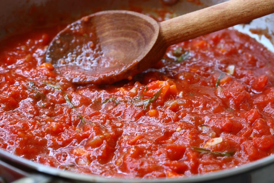 Spicy Tomato Sauce
 soft polenta with spicy tomato sauce