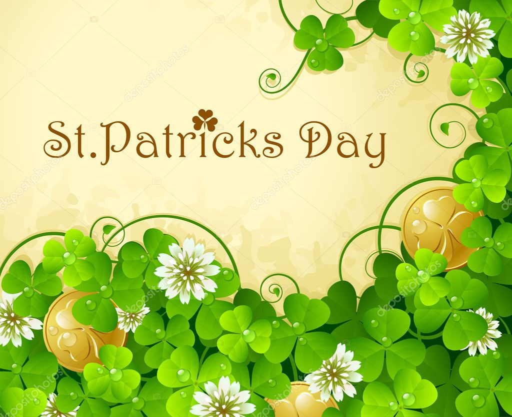 St Patrick'S Day Dinner
 St Patrick s Day frame with clover and golden coin — ストック