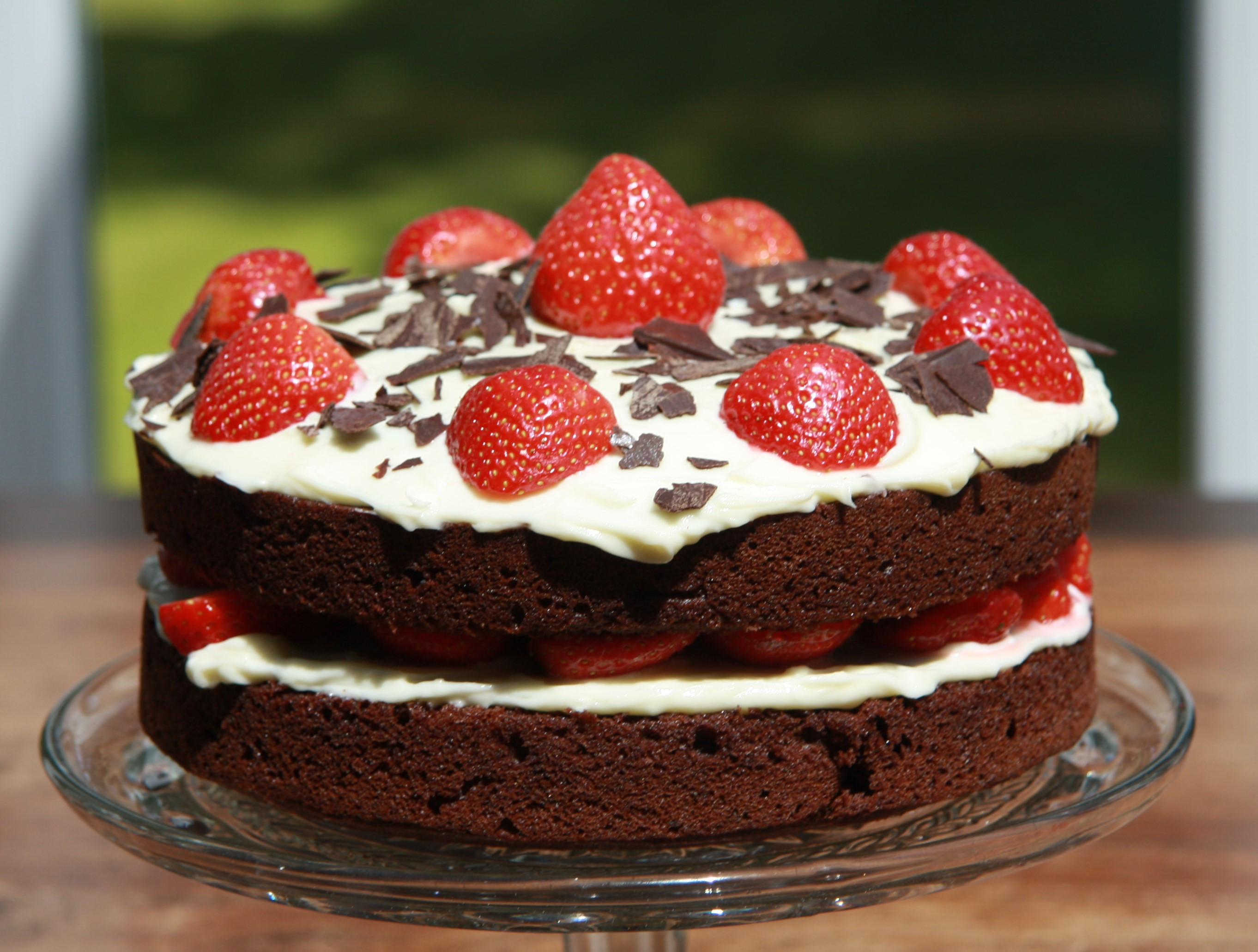 Strawberry Chocolate Cake
 Chocolate Sponge with Strawberries and Cream Cheese Icing