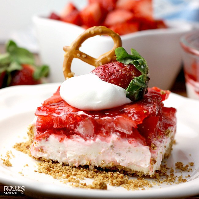 Strawberry Cream Cheese Pretzel Dessert
 Fresh Strawberry Pretzel Dessert