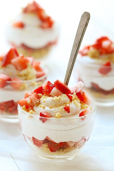 Strawberry Shortcake Cups
 Strawberry "Shortcake" Mousse Cups i am baker