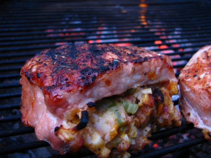 Stuffed Pork Chops In Oven
 Wood fired cajun stuffed pork chops looks like good