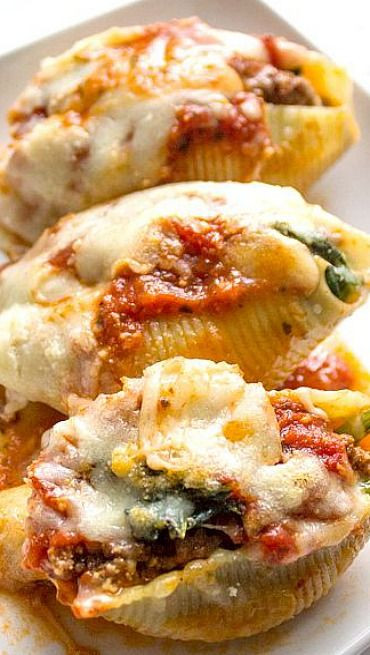 Stuffed Shells With Ground Beef
 Stuffed shells Ground beef and Spinach on Pinterest