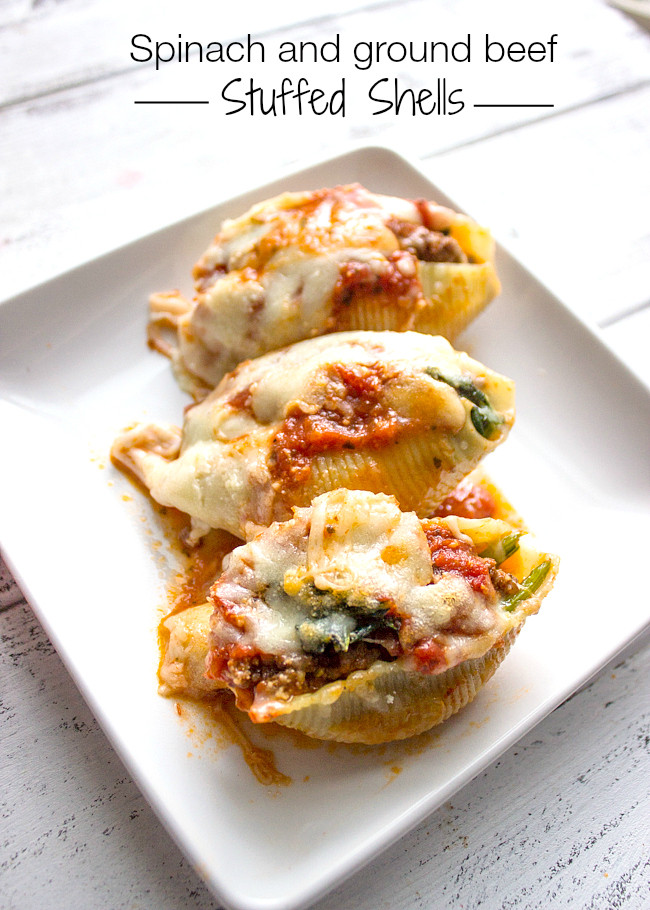 Stuffed Shells With Ground Beef
 Spinach and Ground Beef Stuffed Shells