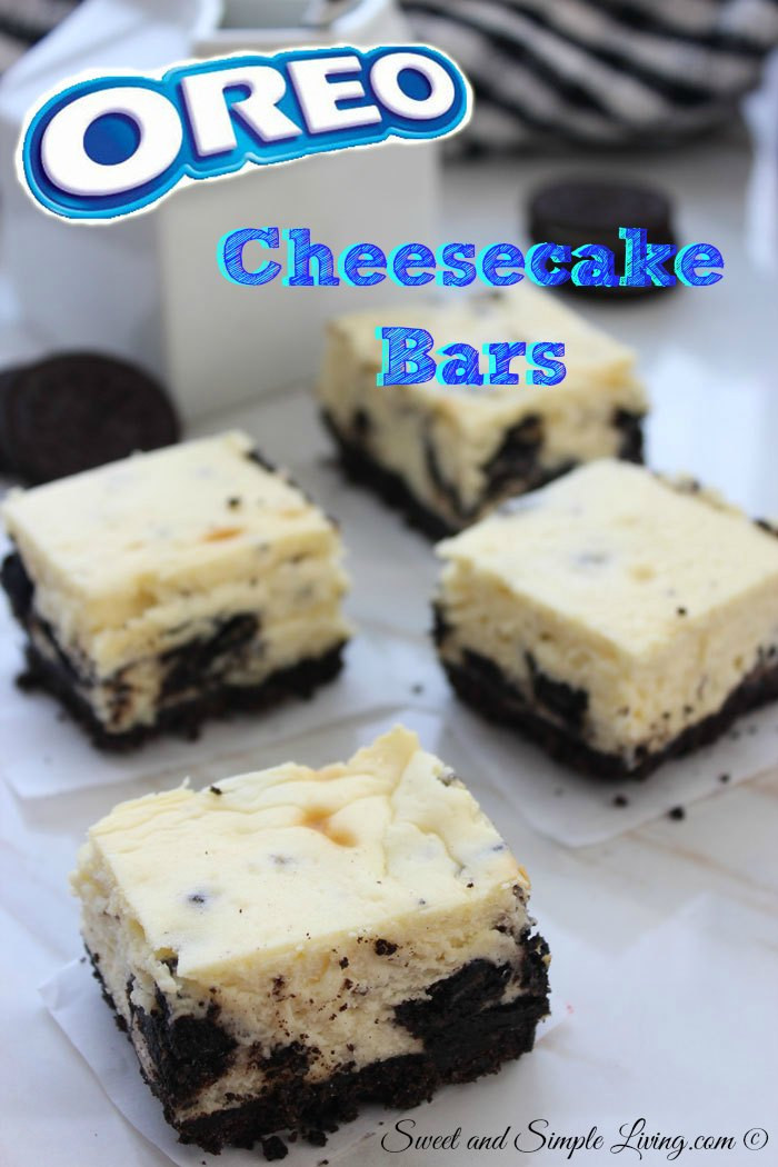 Sweet Desserts Recipe
 Oreo Cheesecake Bars 7 Ingre nts for a Quick Dessert