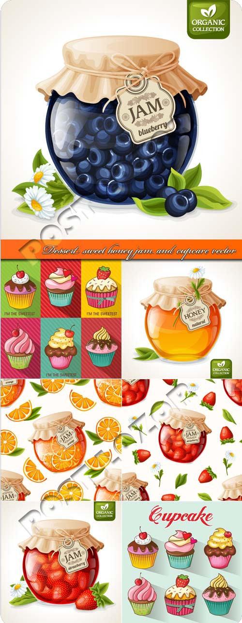 Sweet Honey Dessert
 Dessert sweet honey jam and cupcare vector AvaxHome