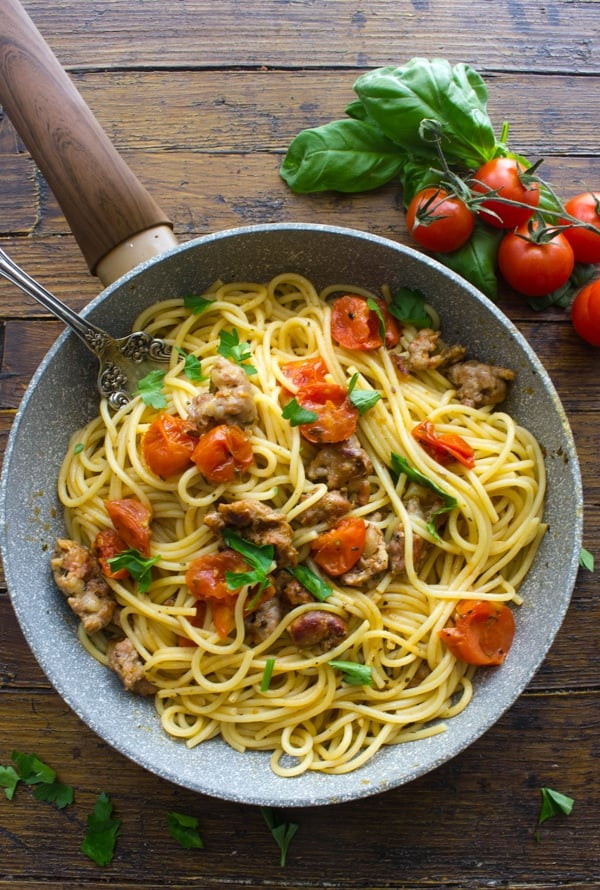 Sweet Italian Sausage Recipes
 Pasta with Italian Sausage and Fresh Tomatoes