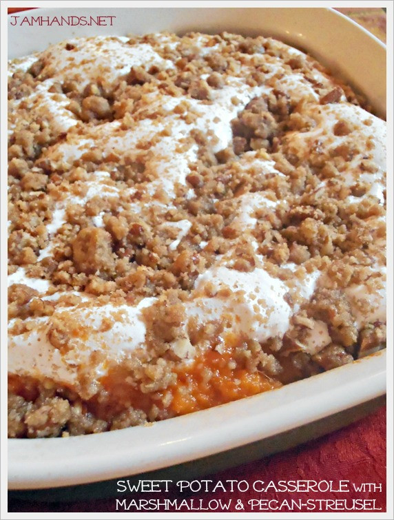 Sweet Potato Casserole With Pecans And Marshmallows
 Jam Hands Sweet Potato Casserole with Marshmallow & Pecan