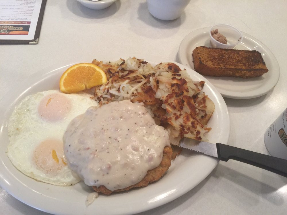 Sweet Potato Restaurant
 Chicken Fried Steak over easy eggs 1 2 hash browns 1 2