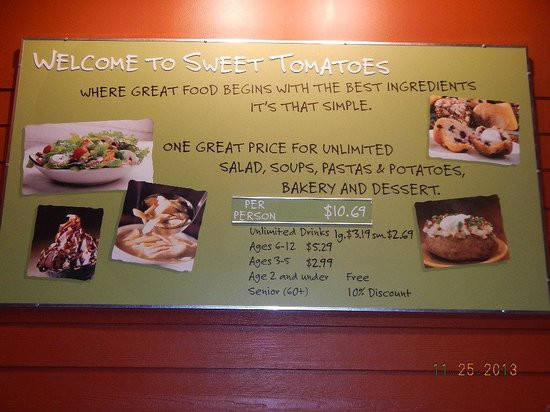 Sweet Tomato Buffet Price
 price board Picture of Sweet Tomatoes Kissimmee