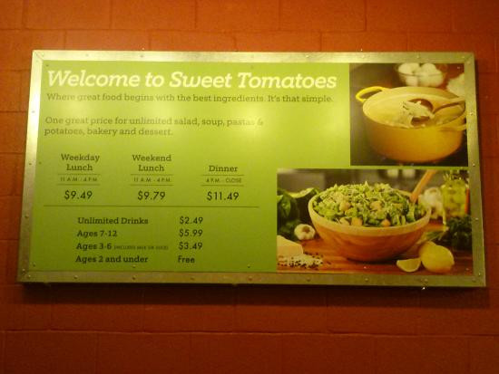 Sweet Tomato Buffet Price
 MENU AND PRICES Picture of Sweet Tomatoes West Palm