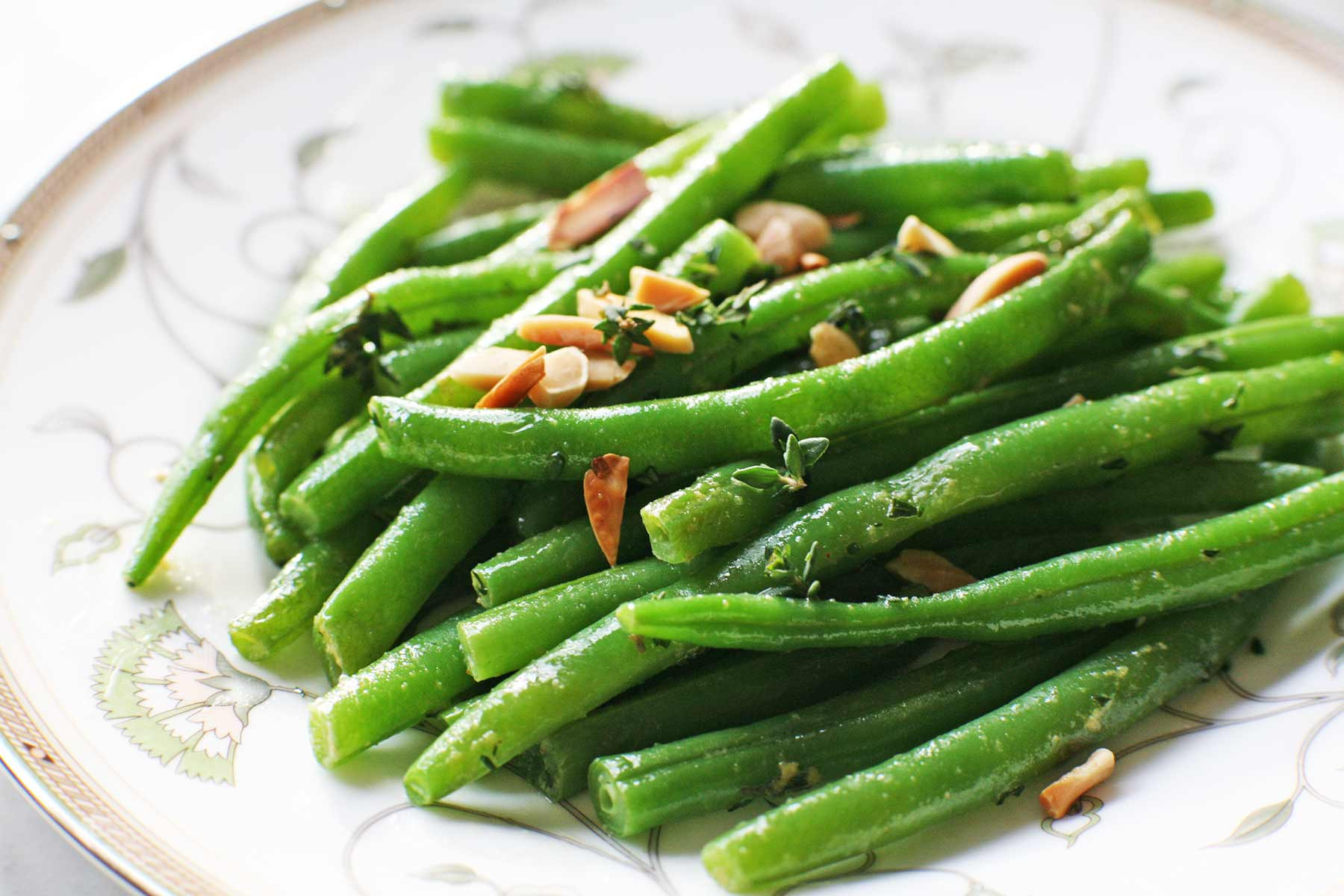 The Green Bean
 Green Beans with Almonds and Thyme Recipe