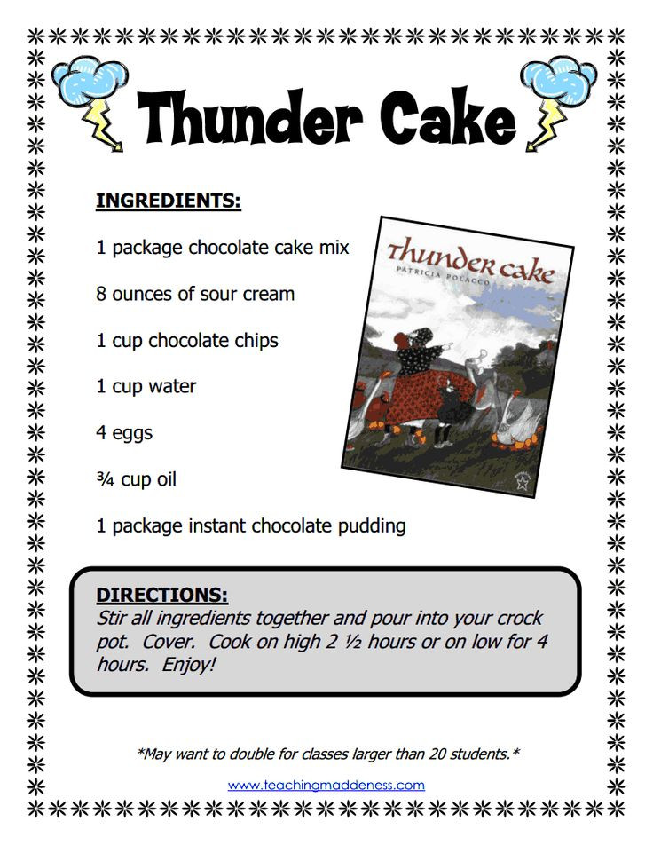 Thunder Cake Recipe
 44 best images about classroom Author Study Patricia