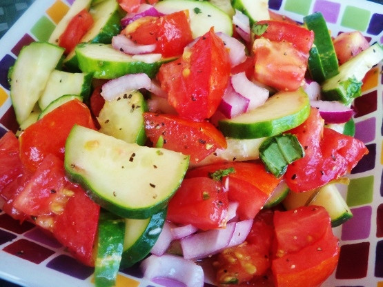 Tomato Onion Cucumber Salad
 Marinated Cucumber ion and Tomato Salad