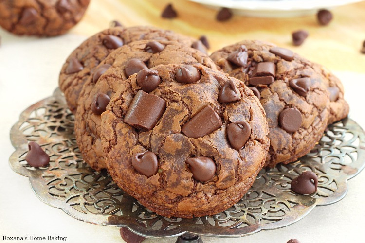 Triple Chocolate Cookies
 Soft and chewy triple chocolate fudge cookies recipe