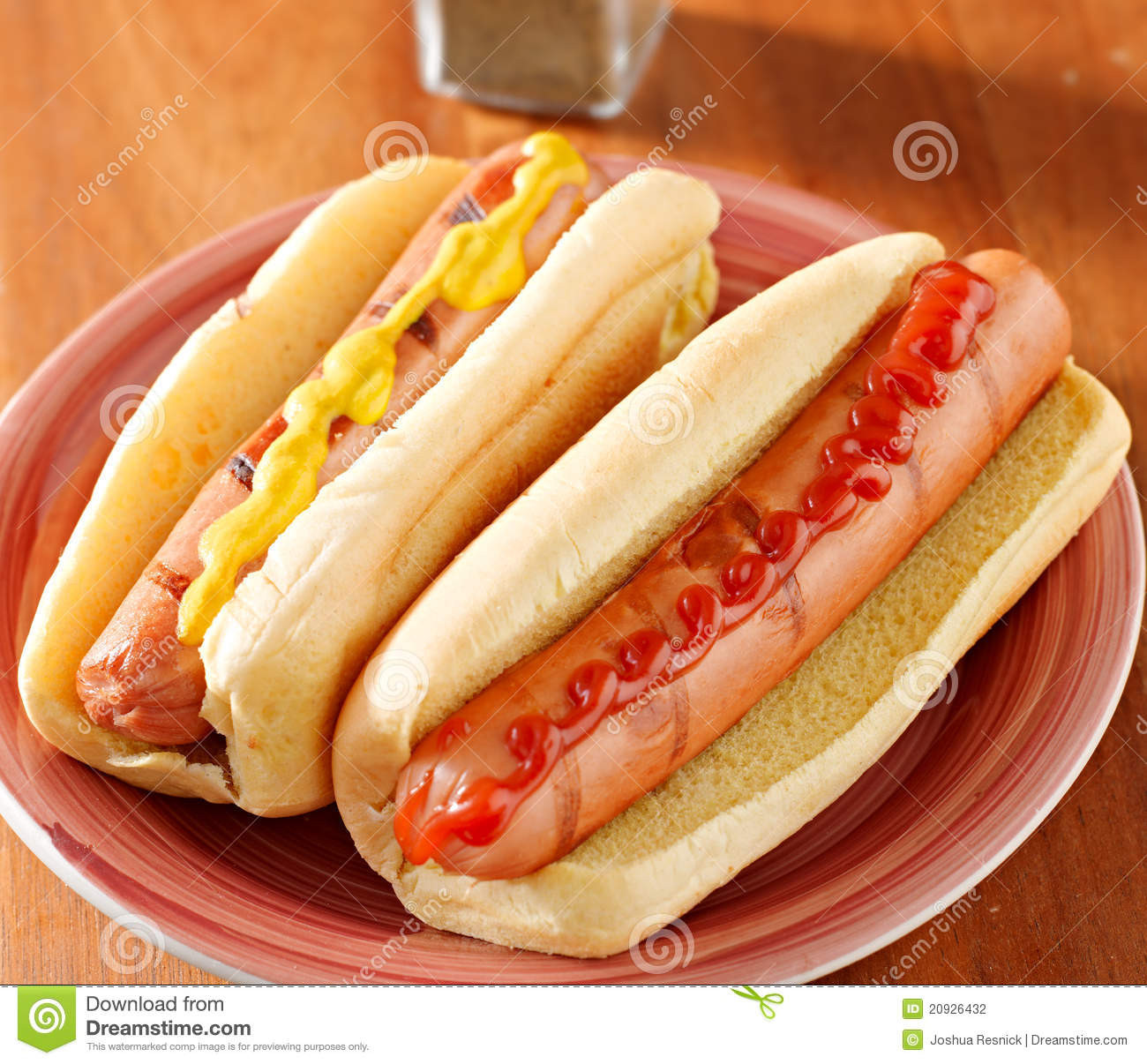 Two Hot Dogs
 Two Hot Dogs With Condiments Stock graphy Image