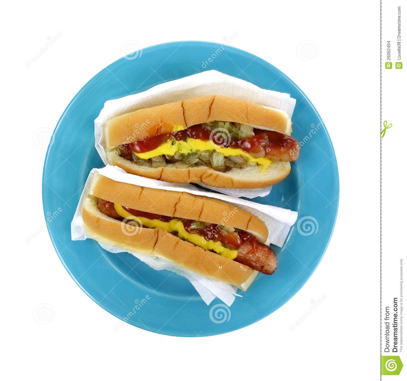 Two Hot Dogs
 Two Hot Dogs With Mustard Royalty Free Stock Image