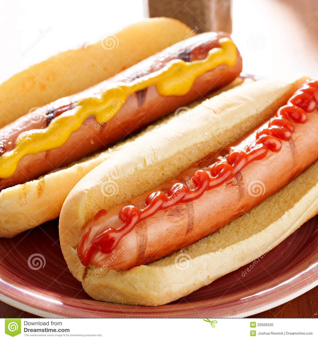 Two Hot Dogs
 Two Hot Dogs With Condiments Stock Image