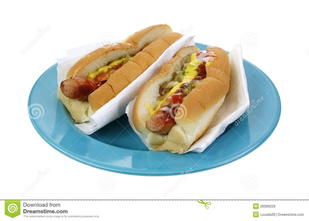 Two Hot Dogs
 Two Hot Dogs With Mustard Royalty Free Stock Image