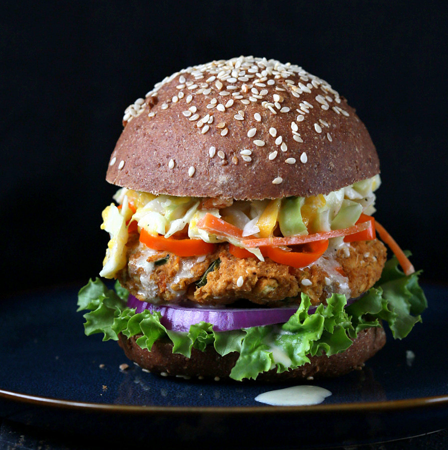 Vegan Burger Recipes
 BBQ Lentil Veggie Burger with Mango Carrot Slaw Vegan