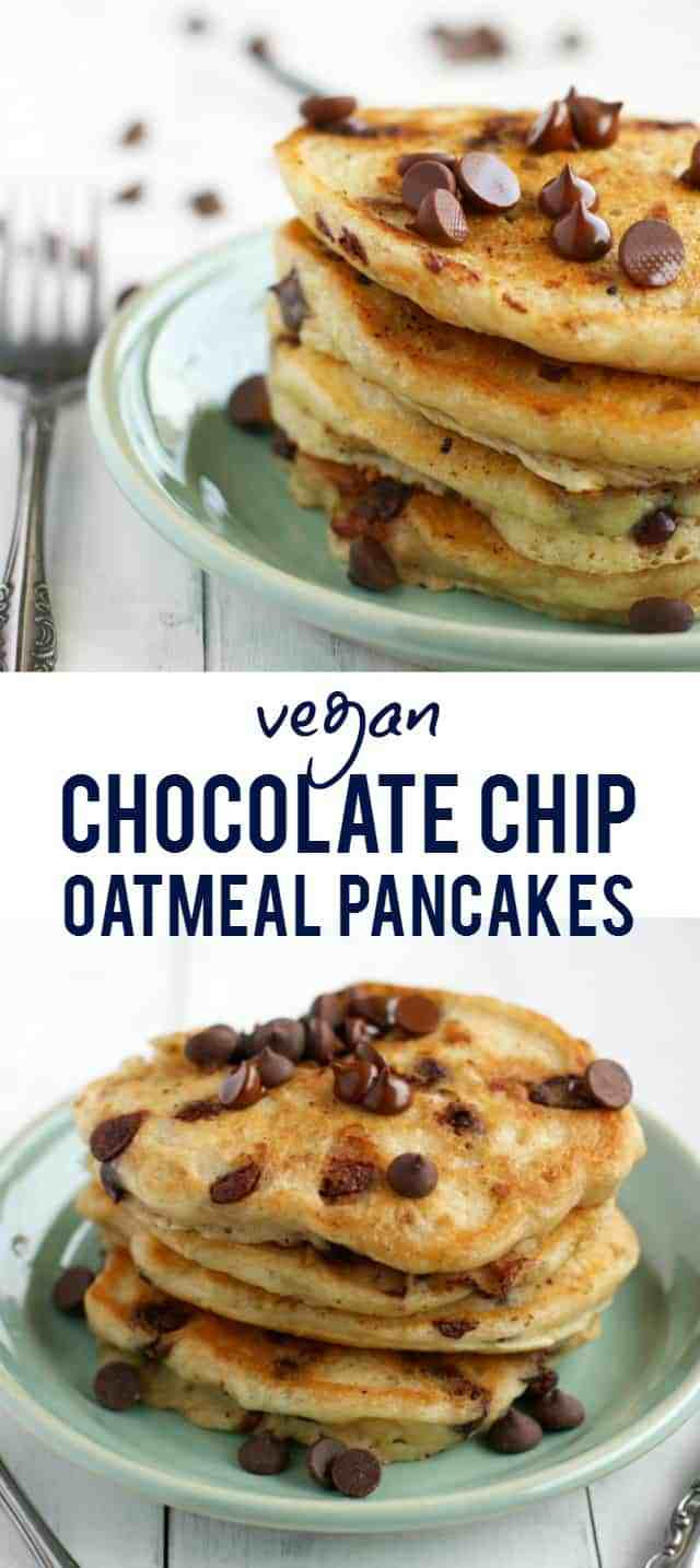 Vegan Oatmeal Pancakes
 Vegan Chocolate Chip Oatmeal Pancakes The Pretty Bee