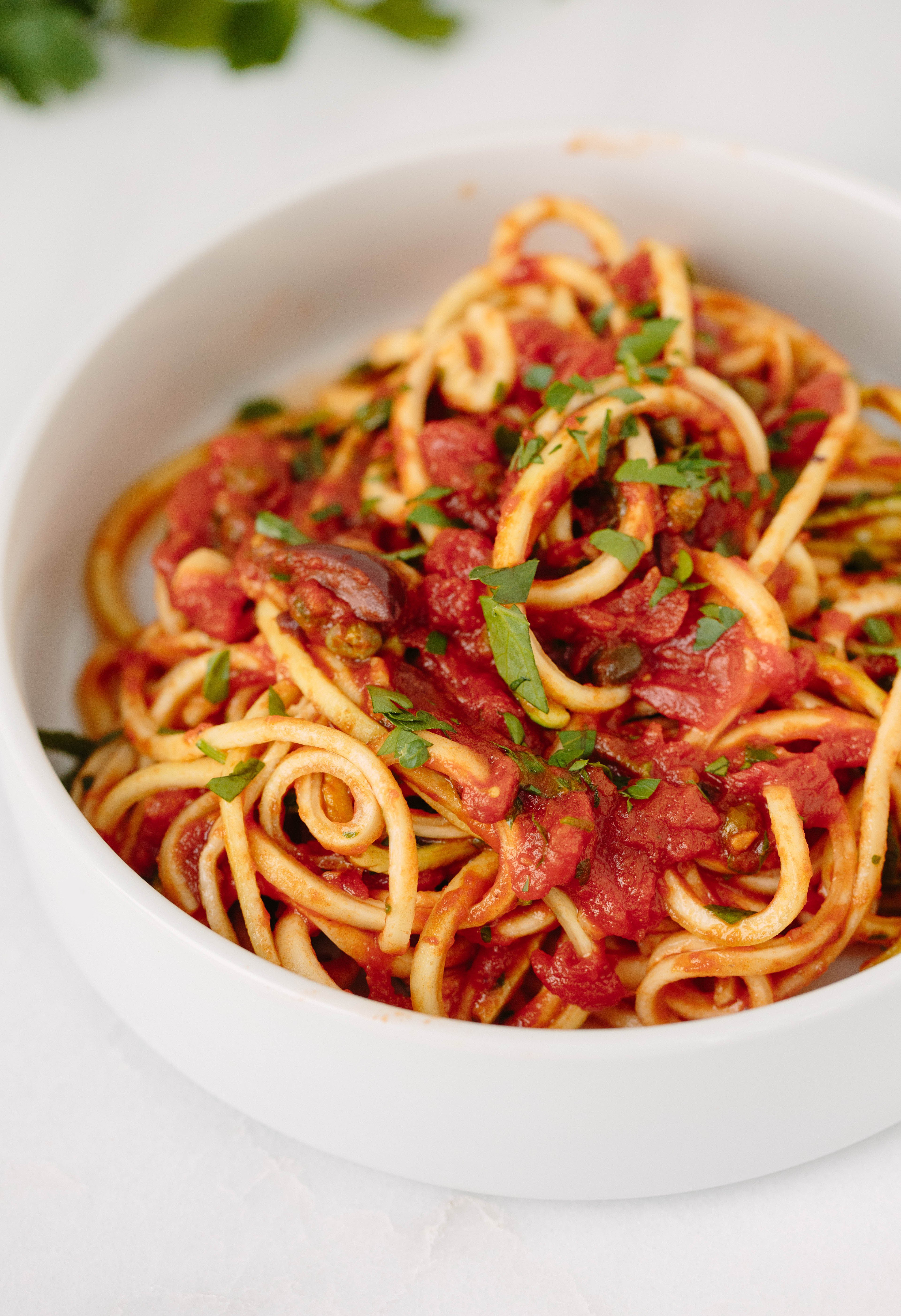 Vegan Spaghetti Sauce
 Vegan Zucchini Spaghetti Puttanesca Inspiralized