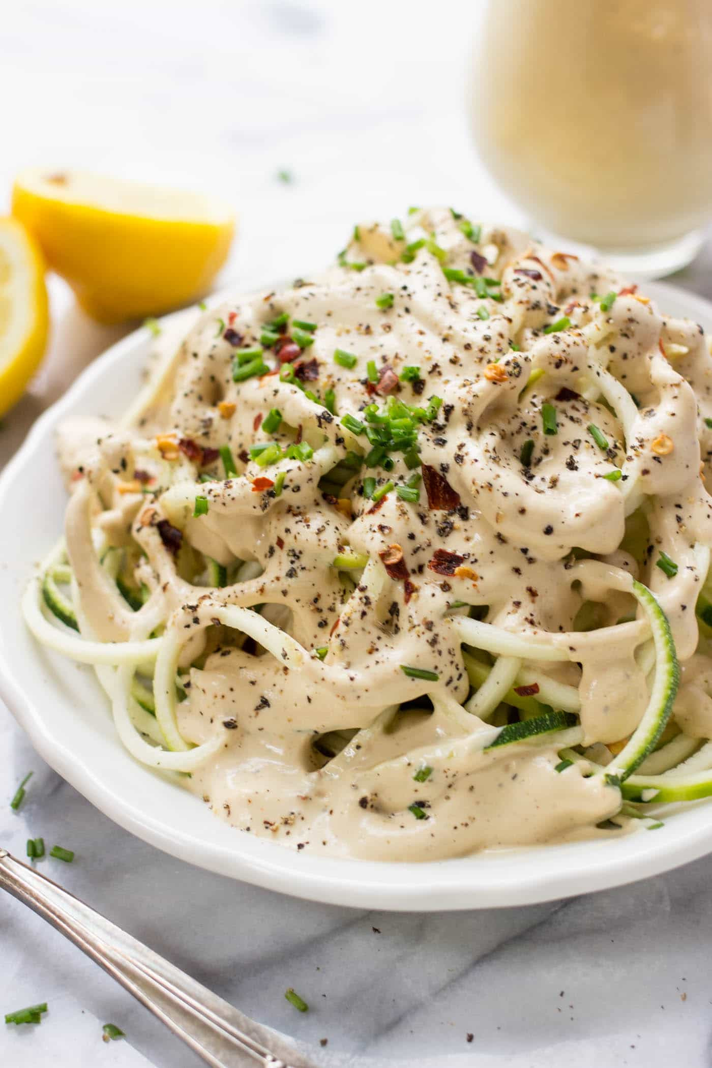 Vegan Zucchini Recipes
 Zucchini Noodles with Vegan Lemon Cream Sauce